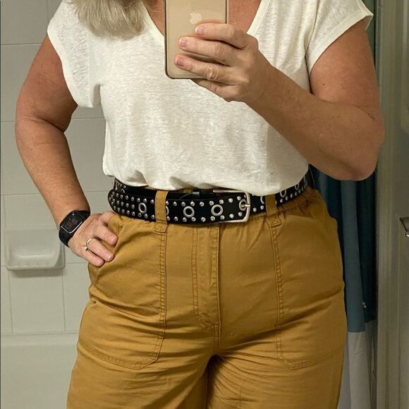 💼Kenna Eyelet Buckle Belt, Black, Faux Leather, Unisex Buyer Rated 5⭐️ - Picture 7 of 8